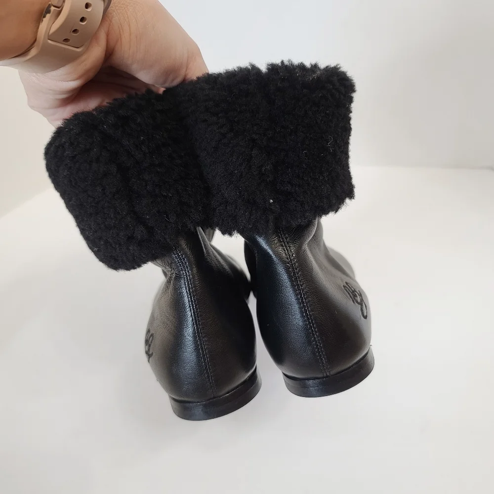 Mansur Gavriel | Cosy Boots in Black Lambskin Sheep Shearling Size 8 - Picture 9 of 14